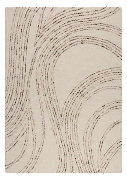 Covor maro/crem din lână 80x150 cm Abstract Swirl – Flair Rugs