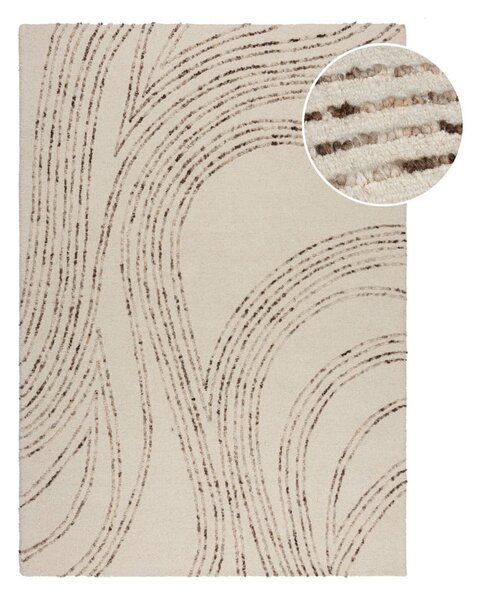 Covor maro/crem din lână 80x150 cm Abstract Swirl – Flair Rugs