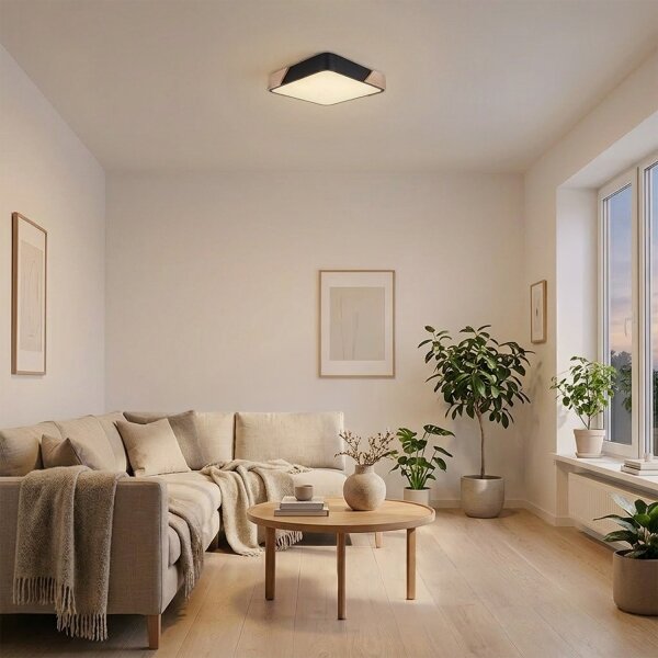 Plafonieră LED PILANA Brilagi LED/24W/230V stejar/negru 32x32 cm