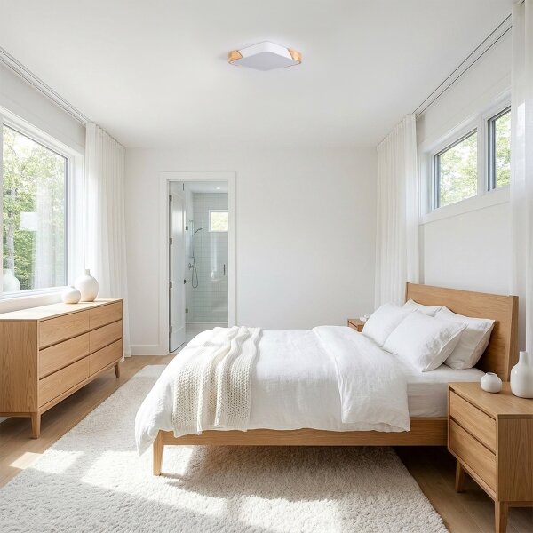 Brilagi - Plafonieră LED PILANA LED/24W/230V, stejar/alb, 32 x 32 cm