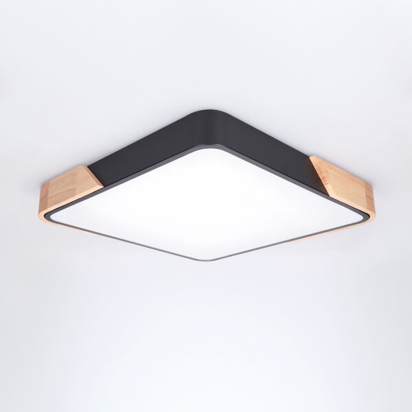 Brilagi - Corp de iluminat LED PILANA dimerizabil, 48W/230V, stejar/negru, 42x42 cm + telecomandă