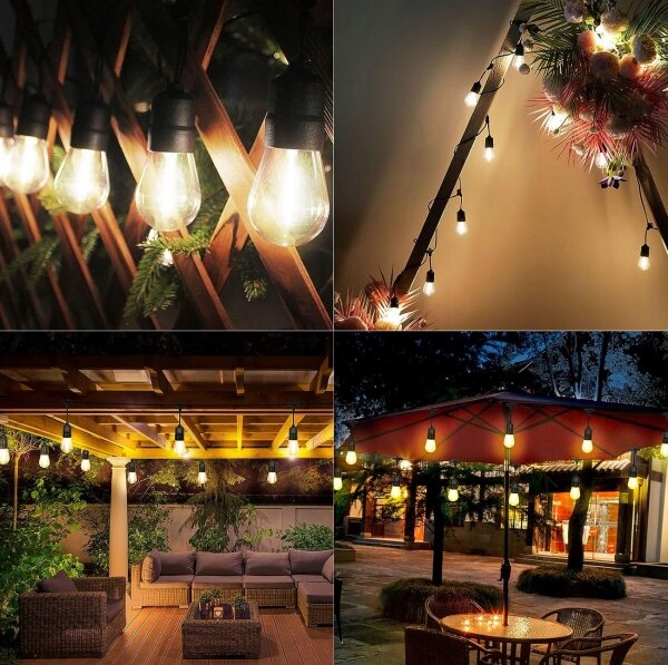 Ghirlandă decorativă LED pentru exterior 10x E27/1 W/230 V, 6,44 m, IP44, negru