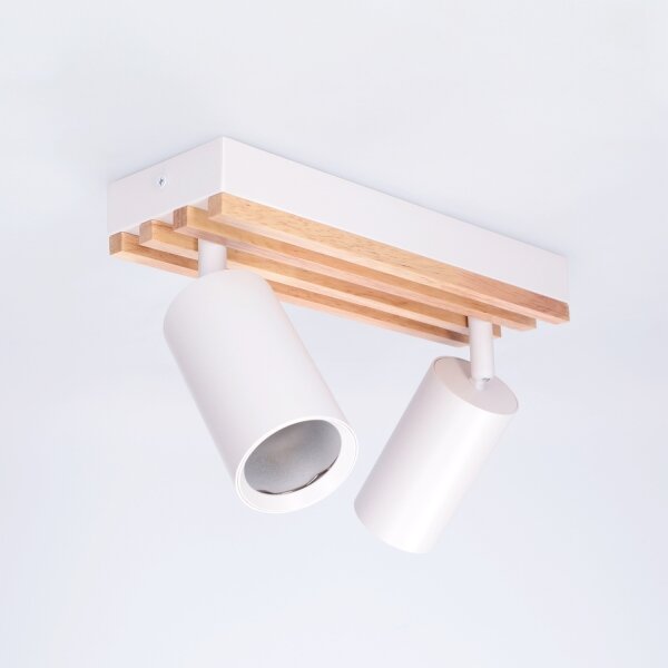 Brilagi - Lampă spot SELE WOOD ACOUSTIC 2xGU10/30W/230V alb/lemn