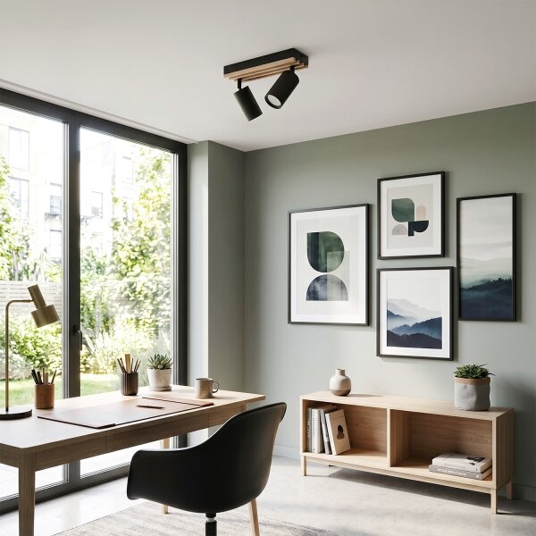 Brilagi - Lampă spot SELE WOOD ACOUSTIC 2xGU10/30W/230V negru/lemn