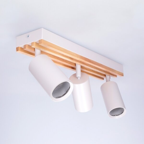 Brilagi - Spot aplicat SELE WOOD ACOUSTIC 3xGU10/30W/230V alb/lemn