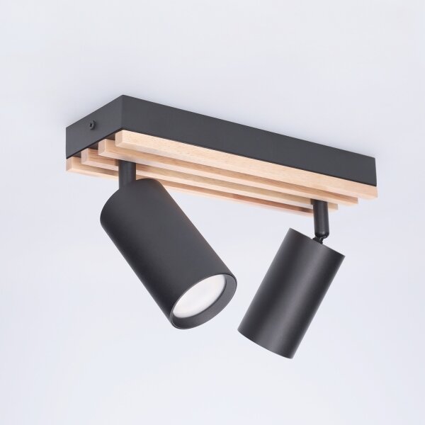 Brilagi - Lampă spot SELE WOOD ACOUSTIC 2xGU10/30W/230V negru/lemn