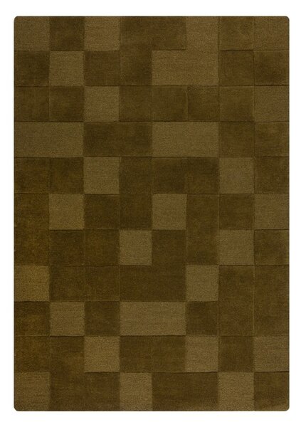 Covor kaki țesut manual din lână 120x170 cm Checkerboard – Flair Rugs