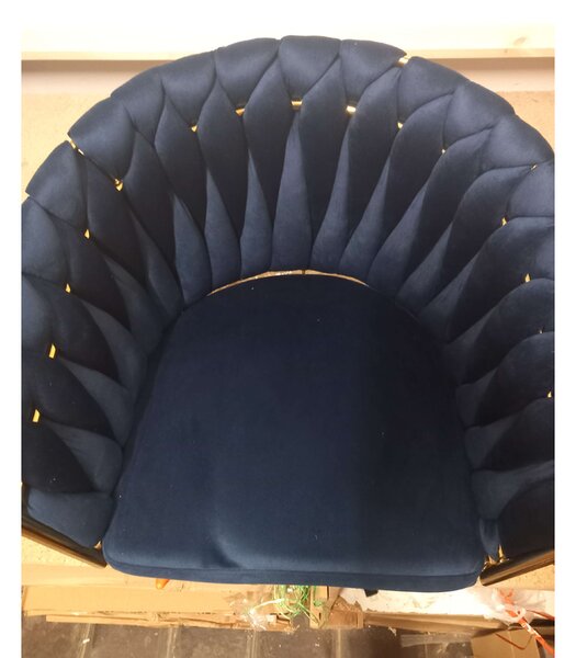 OFERTA Fotoliu de sufragerie din catifea ORION VELVET cu picioare aurii, albastru inchis calitatea a II-a