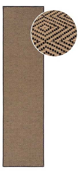 Covor tip traversă pentru scări negru/în culoare naturală din iută 60x800 cm Diamond – Flair Rugs