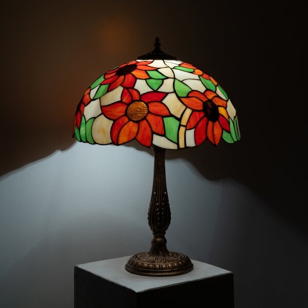Brilagi - Lampă de masă Tiffany din vitralii SUNFLOWER 2xE27/60W/230V