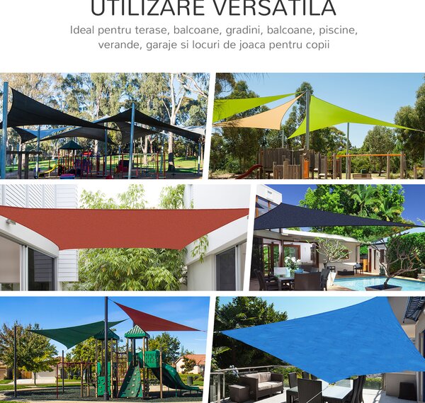 Outsunny Panza Umbrire Dreptunghiulara, Copertina soare de exterior in poliester Anti UV Respirabila 3x4m Alb crem Dreptunghiulara | Aosom Romania