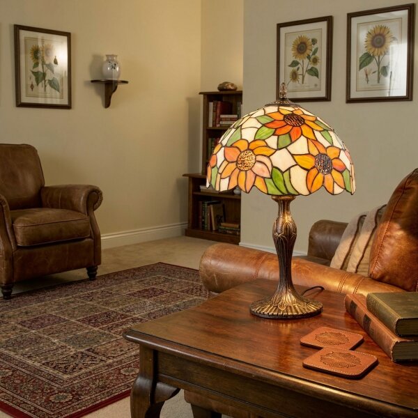 Brilagi - Lampă de masă Tiffany din vitralii SUNFLOWER 1xE27/60W/230V