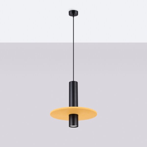 Sollux SL.1883 - Pendul cu cablu PELTA 1xGU10/10W/230V negru/galben