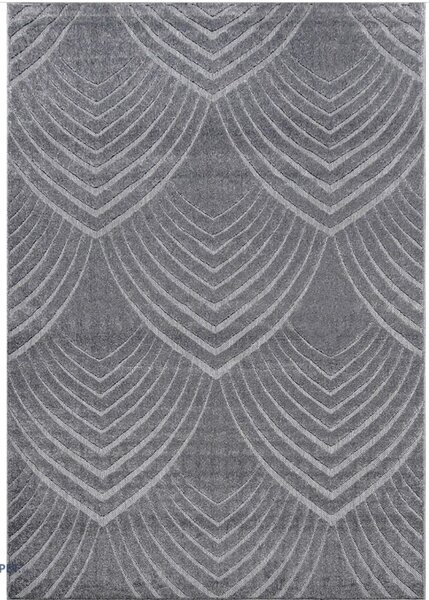 Covor Sufragerie, Model Oksi 38009 608, Dreptunghiular, Gri 80x150