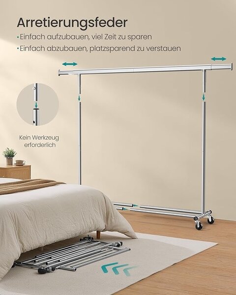 Cuier stander Argintiu Songmics 200x45x161.5 cm