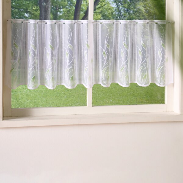 ASTOREO Oferiti ferestrelor dvs. un aspect nou! Perdea transparentă si discretă, cu frun - alb-verde - Mărimea 150x45 cm