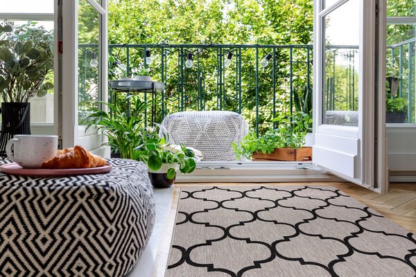 Covor sisal Floorlux 20608 marocani trellis argintiu si negru - SECUNDAR-COTATI PRODUSUL