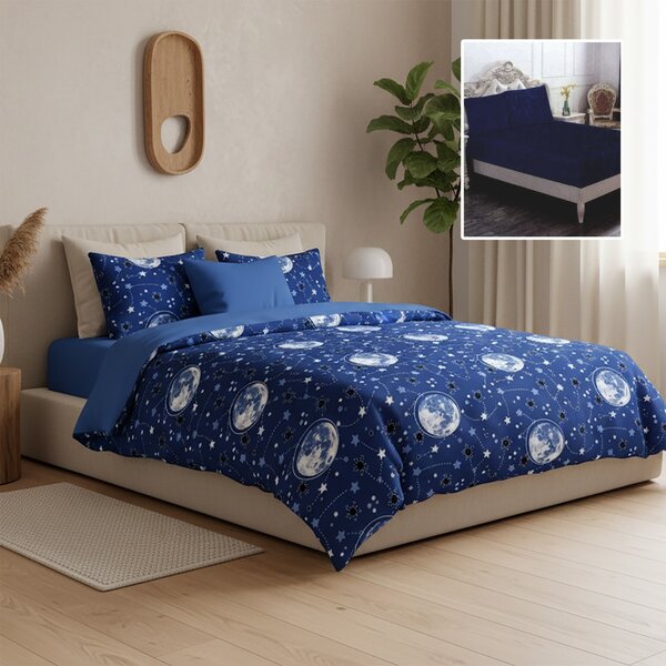 Lenjerie de pat 6 Piese Bumbac 100% Finet -Model Galaxy