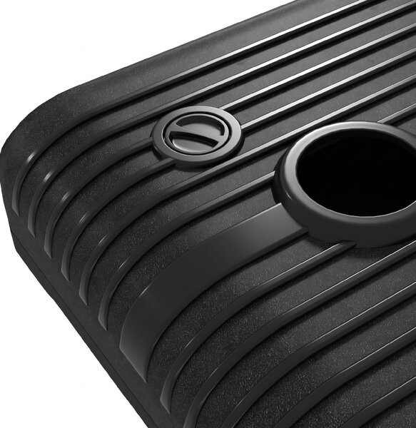 Outsunny Bază pentru Umbrelă din Plastic cu Consolă cu 2 Roți și Mâner, 80x60x19 cm, Negru | Aosom Romania