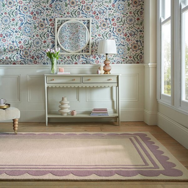 Covor mov/în culoare naturală țesut manual din lână 120x170 cm Lois Scallop – Flair Rugs