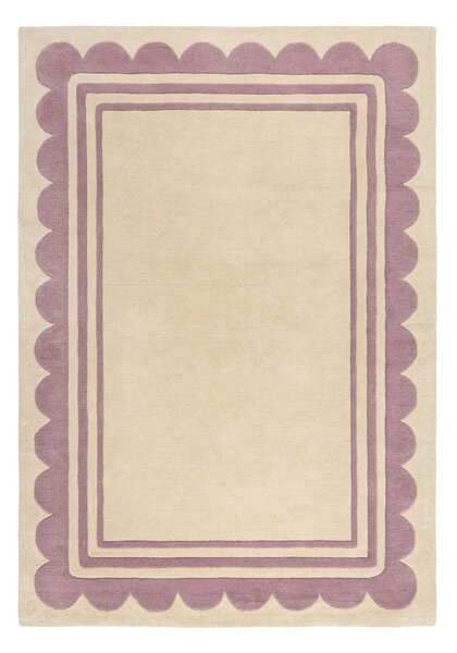 Covor mov/în culoare naturală țesut manual din lână 120x170 cm Lois Scallop – Flair Rugs
