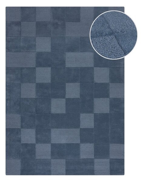 Covor albastru închis țesut manual din lână 120x170 cm Checkerboard – Flair Rugs