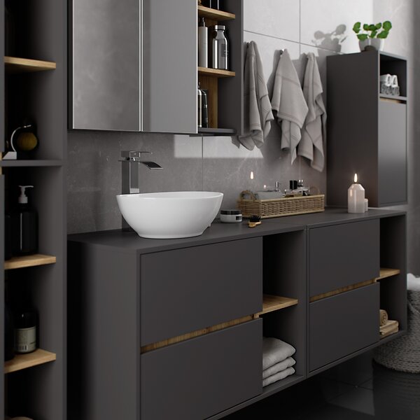 Dulap de baie Vambos W35 1P 1W (grafit + stejar artizanal). Promo -20%. 1152096