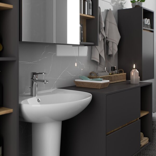 Dulap de baie Vambos W35 1P 1W (grafit + stejar artizanal). Promo -20%. 1152096