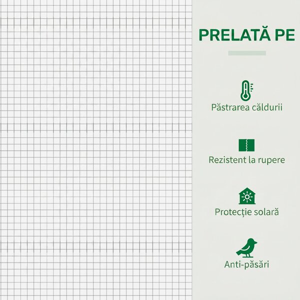 Outsunny Seră de Grădină cu Ușă Rulantă, 2 Ferestre și Margini Extinse, Seră pentru Plante din Oțel, 200x76x168 cm, Alb | Aosom Romania
