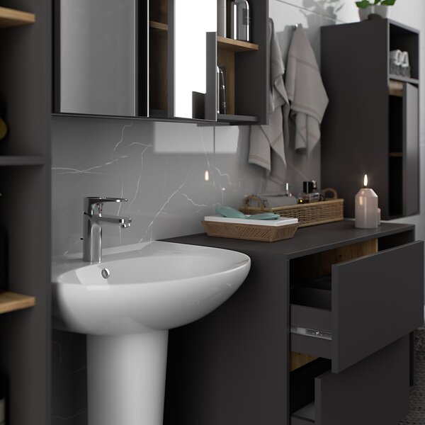 Dulap de baie Vambos W35 1P 1W (grafit + stejar artizanal). Promo -20%. 1152096