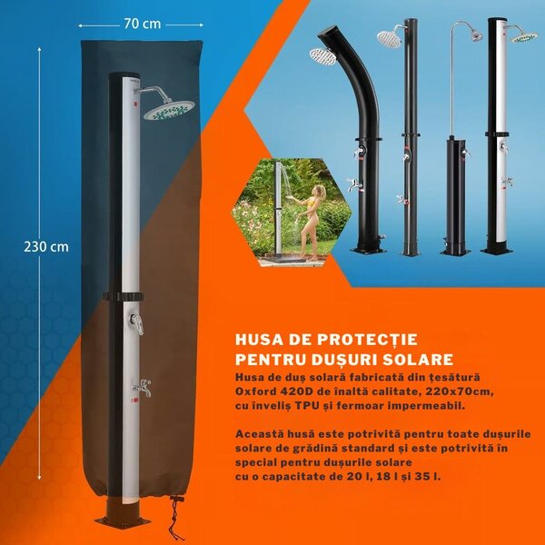 Duș solar DELFINA, 20 l, negru Jurhan
