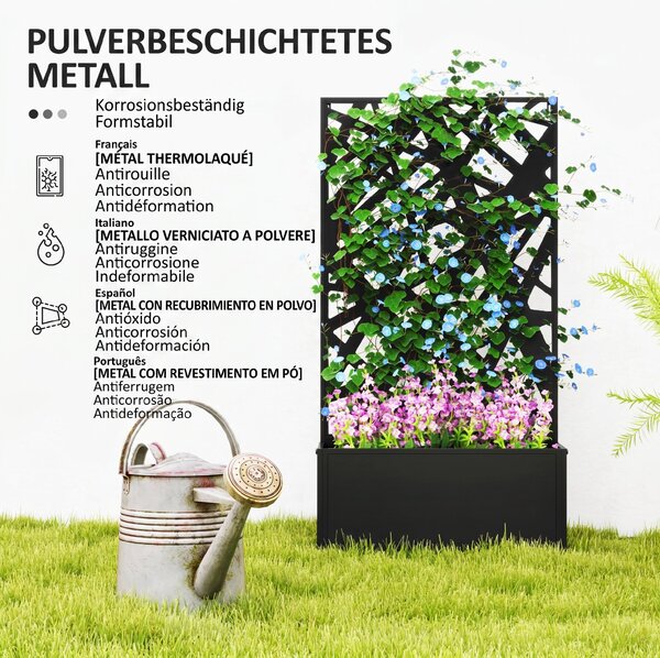 Outsunny Jardinieră cu Grilaj pentru Plante Cățărătoare din Metal, 61x23x113 cm, Negru | Aosom Romania