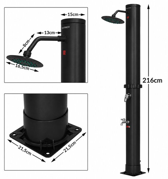 Duș solar KARIBIK, 35 l, negru Jurhan