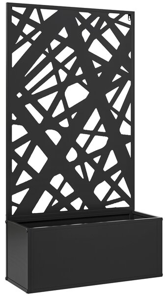 Outsunny Jardinieră cu Grilaj pentru Plante Cățărătoare din Metal, 61x23x113 cm, Negru | Aosom Romania