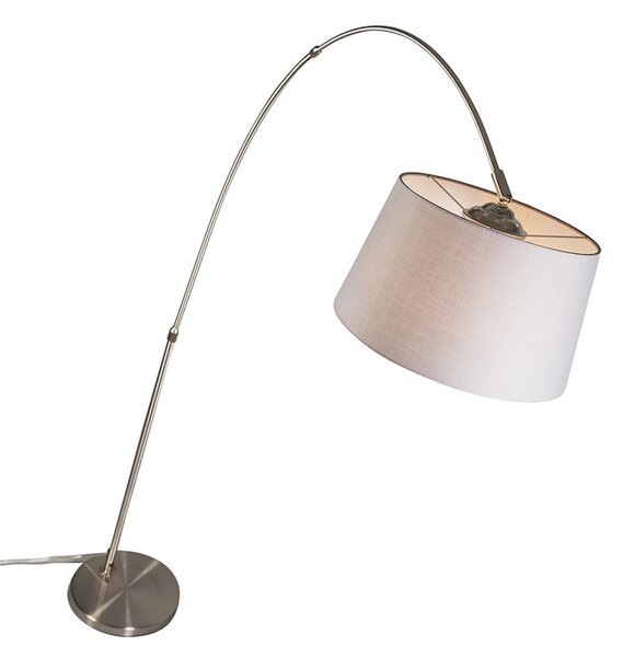 Lampă modernă cu arc din oțel cu abajur din stofă gri - Arc Basic
