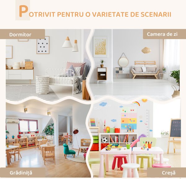 HOMCOM Set de Masă și Scaun din Lemn pentru Copii, Masă de Activități pentru Copii cu Vârsta de 3+ ani, 56x56x50 cm, Gri | Aosom Romania