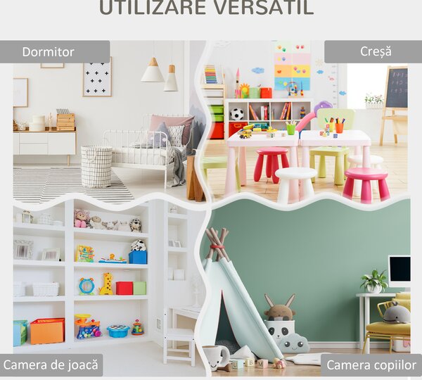 Raft pentru jucării pentru copii Mobilier dormitor din lemn, mobilier pentru sufragerie și creșă, 85x26x84cm, gri ZONEKIZ | Aosom Romania