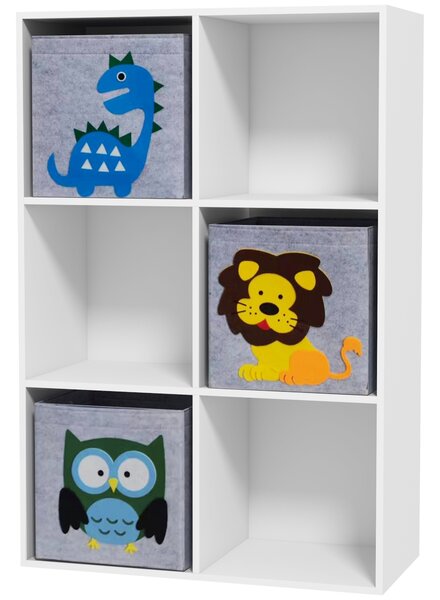 ZONEKIZ Organizator pentru Jucarii, Dulap de Depozitare cu Trei Sertare din Material, Raft Organizator, 61,8x29,9x91,5 cm, Alb | Aosom Romania