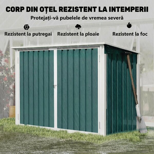 Outsunny căsuță pentru tomberoane, container pentru gunoi, căsuță pentru depozitare | Aosom Romania