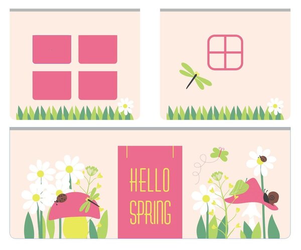 Set 3 perdele pentru pat din bumbac Vipack Spring