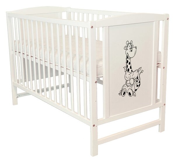 Patut din lemn masiv 120x60 cm Bria alb, reglabil pe 3 nivele, certificat EN71