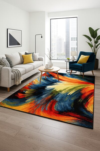 Covor Dreptunghiular Living Dormitor, Kolibri Brush 11017 180, Multicolor Multicolor, Dreptunghi, 120x170