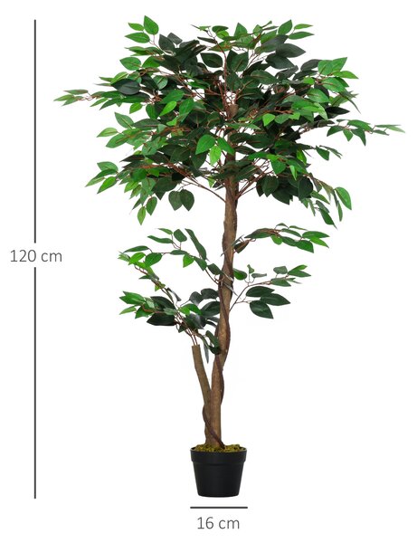 Outsunny Plantă Artificială Arbore de Ceai cu 546 de Frunze Realistice și Ghiveci de Ciment 120 cm Verde | Aosom Romania