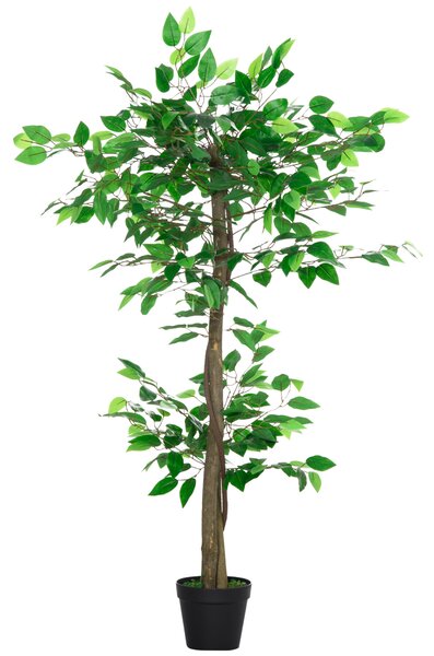 Outsunny Plantă Artificială Arbore de Ceai cu 546 de Frunze Realistice și Ghiveci de Ciment 120 cm Verde | Aosom Romania