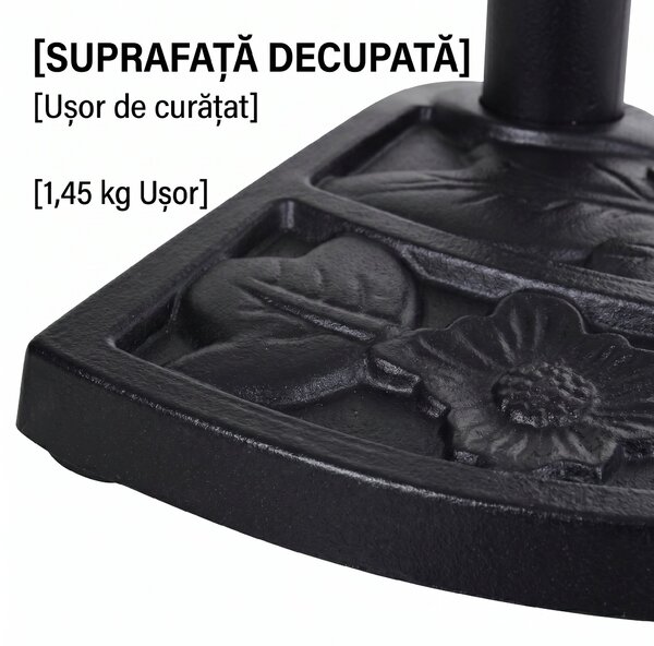 Outsunny Bază pentru Umbrelă Semicirculară de Ø38 mm si Ø48 mm cu Manivelă, 50x31x32 cm, Negru | Aosom Romania