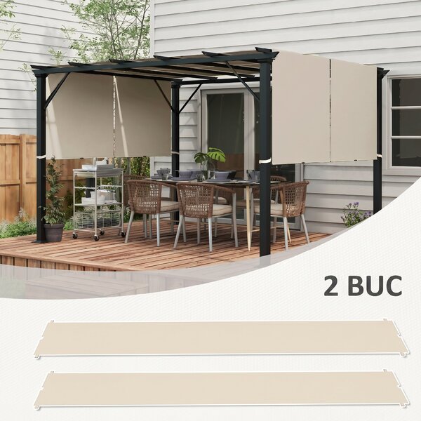 Outsunny Copertină Pergolă Rezervă UV 3x3(m) 4.9x1.2m Ușor de Instalat Kaki | Aosom Romania
