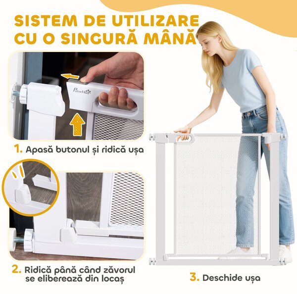 PawHut Poarta Siguranta Reglabila 75‑103 cm | Aosom Romania
