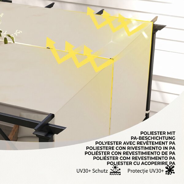 Outsunny Copertină Pergolă Rezervă UV 3x3(m) 4.9x1.2m Ușor de Instalat Kaki | Aosom Romania
