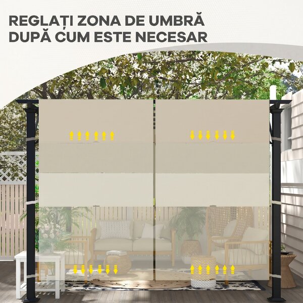 Outsunny Copertină Pergolă Rezervă UV 3x3(m) 4.9x1.2m Ușor de Instalat Kaki | Aosom Romania