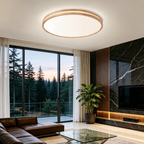 Brilagi - Lampă LED dimabilă MOLINA LED/100W/230V 3000-6000K stejar diam. 80 cm + telecomandă